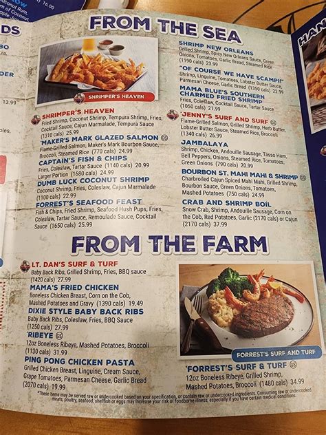 Menu At Bubba Gump Shrimp Co Restaurant Las Vegas Las Vegas Blvd S Suite 2Q