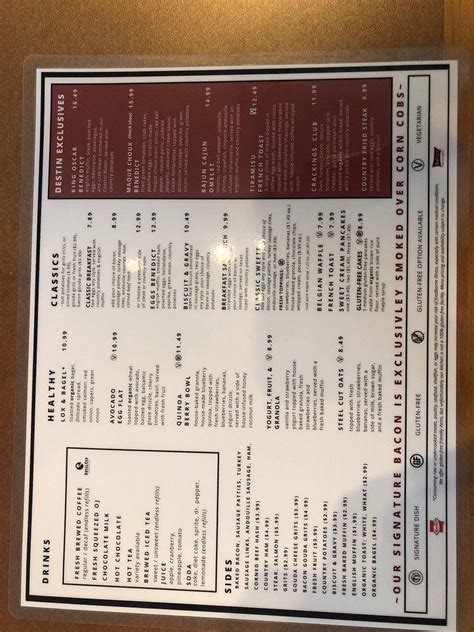 Menu At Crackings Restaurant Destin