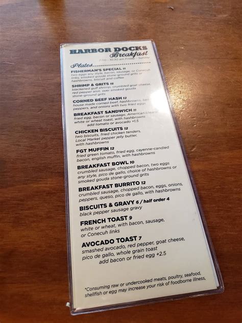 Menu At Harbor Docks Restaurant Destin 538 Harbor Blvd