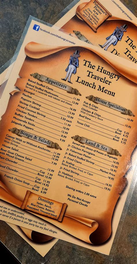 Menu At Hungry Traveler Pub Bar Salisbury