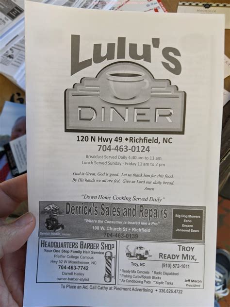 Menu At Lulu S Restaurant Richfield