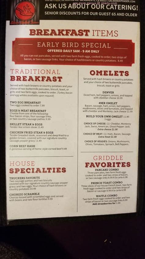 Menu At Sacramento 49Er Travel Plaza Restaurant Sacramento