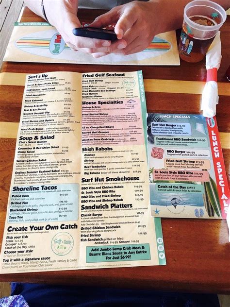 Menu At Surf Hut Restaurant Destin