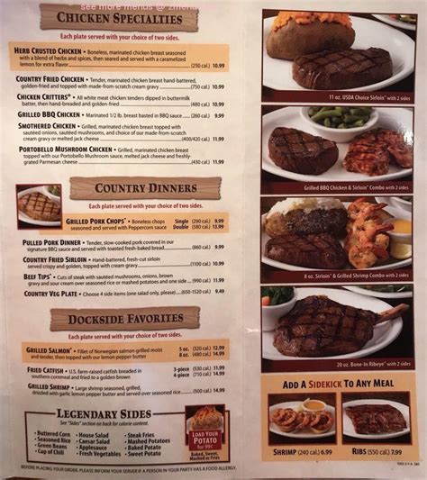 Menu At Texas Roadhouse Steakhouse Mount Pleasant S Mission St