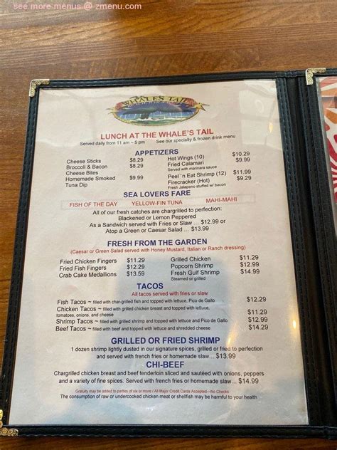 Menu At Whales Tail Pub Bar Destin