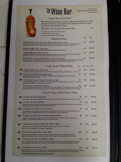 Menu At Wine World Pub Amp Bar Destin Commons Dr E Ste E3