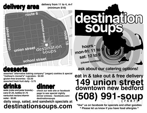 Menu For Destination Soups Inc In New Bedford Ma Sirved