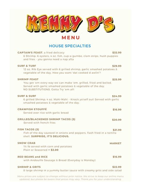 Menu Kenny D S