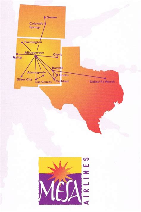 Mesa Airlines April 2 2000 Route Map