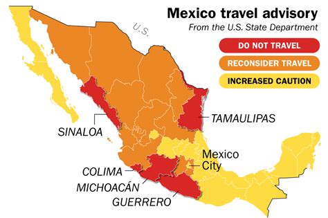 Mexico Danger Map Travel Warning Updated By State Department