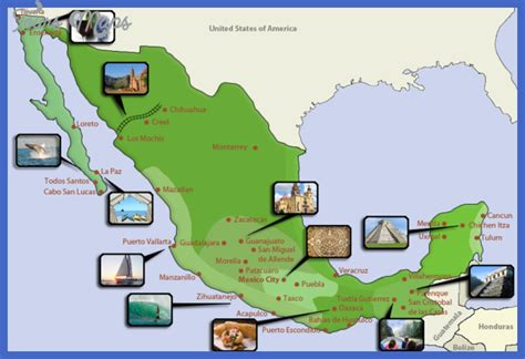 Mexico Map Tourist Attractions Toursmaps Com