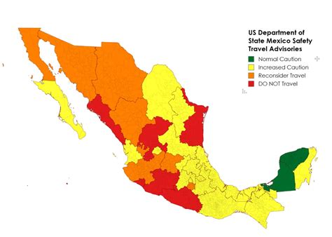 Mexico Safety Travel Advisories From The Us Department Of State 2024 Brilliant Maps