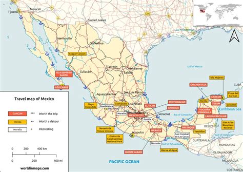 Mexico Tourist Attractions Map Map Of Mexico Tourist Destinations