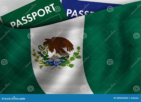 Mexico Visa Document Close Up Passport Visa On Mexico Flag Mexico