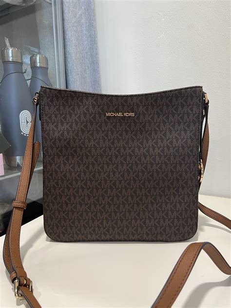 Michael Kors Jet Set Travel Large Messenger In Signature Brown Exclusively Usa