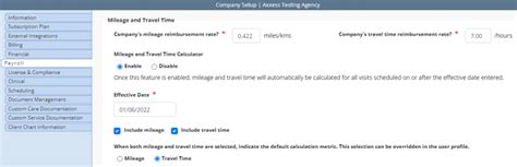 Mileage And Travel Time Calculator In Axxess Home Care