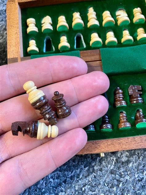 Mini Chess Set Travel Chess Set Magnetic Wooden Chess Sets Etsy