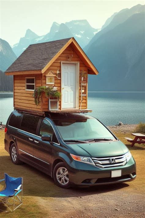 Minivan Camper By A Lake Camping With A House On Top Minivan Camper