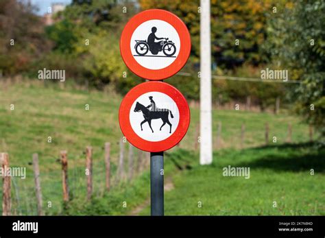 Molenbeek Brussels Capital Region Belgium Warning Sign Motorbikes