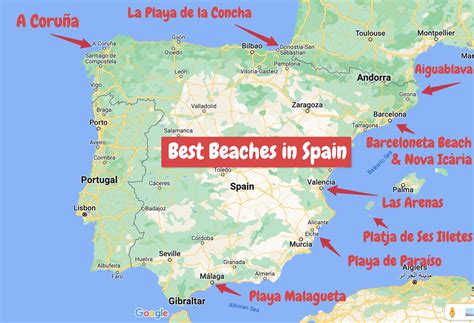 Most Beautiful Best Beaches In Spain Map