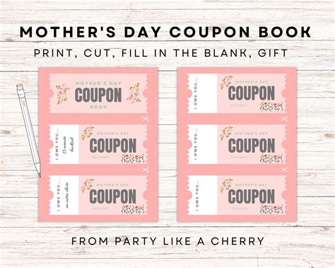 Mother Amp 39 S Day Coupon Book Printable Party Like A Cherry