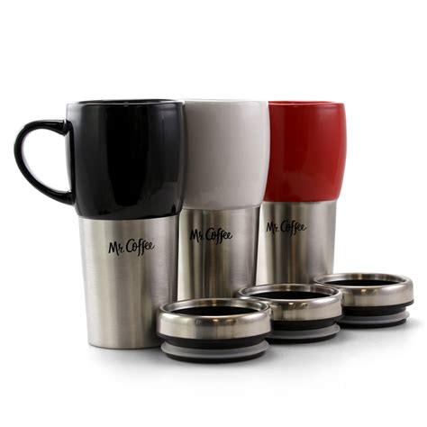 Mr Coffee Traverse 3 Piece 16 Ounce Stainless Steel And Ceramic Travel