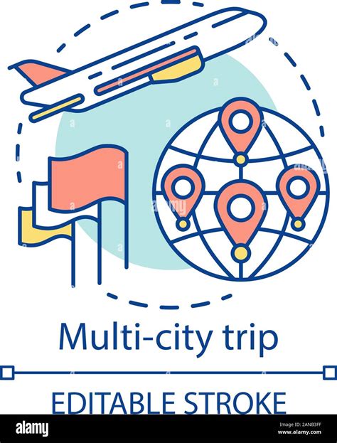 Multi City Trip Concept Icon Flights With Multiple Destinations Idea