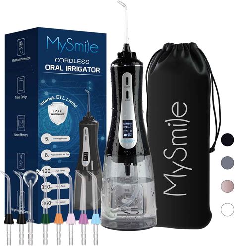 Mysmile Powerful Cordless 350Ml Water Flosser Portable Oled Display