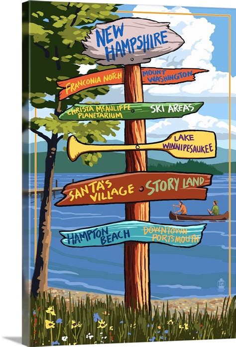 New Hampshire Sign Destinations Retro Travel Poster Wall Art Canvas