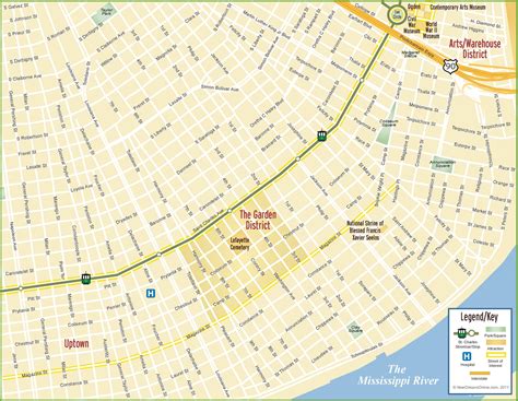 New Orleans Garden District Map Map Of New Orleans Business District Planetware New