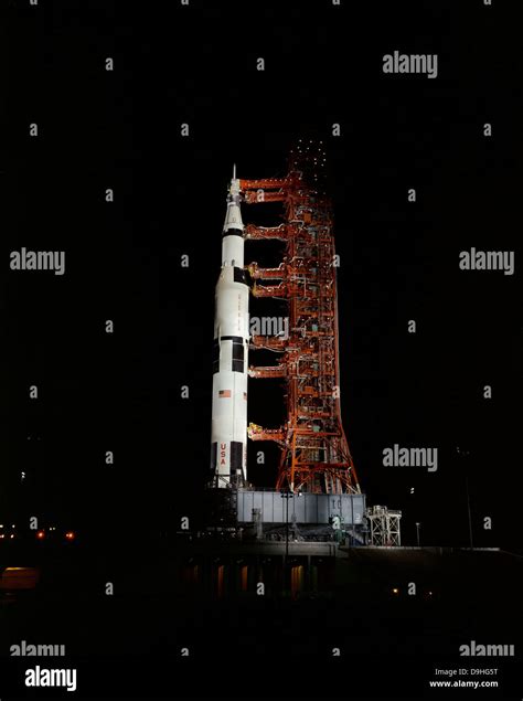 Nighttime View Of The Apollo 13 Space Vehicle Stock Photo Alamy