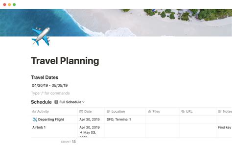 Notion Template Gallery Travel Planner