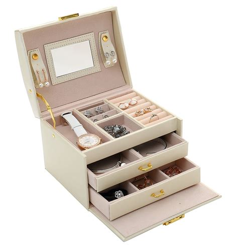 Novashion 3 Layer Travel Jewelry Case Lockable Jewelry Box With