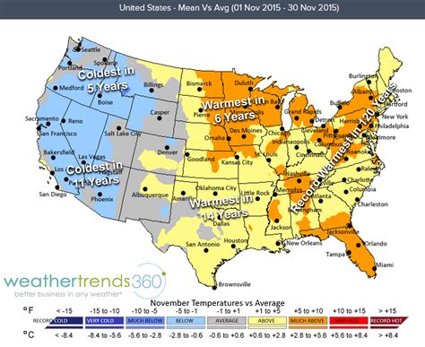 November 2015 Weather Roundup U S Warmest In 14 Wettest In 11 Years