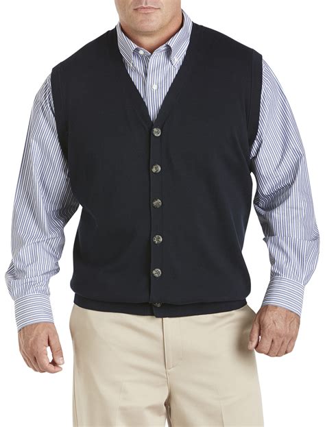 Oak Hill Button Front Sweater Vest Casual Male Xl Big Amp Tall Ebay