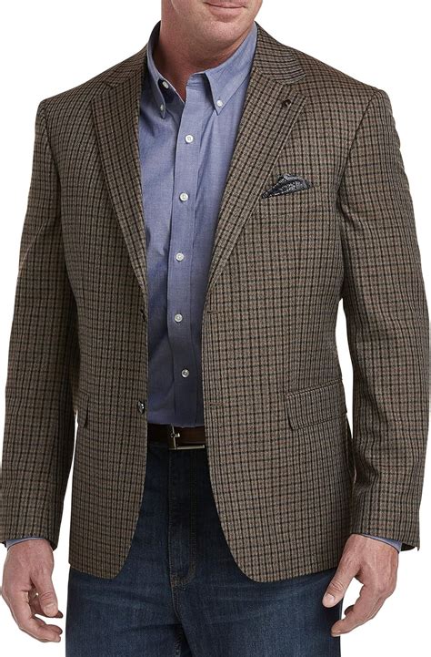 Oak Hill By Dxl Big And Tall Check Sport Coat Brown At Amazon Men S Clothing Store