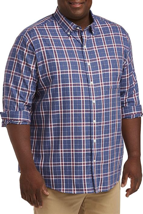 Oak Hill By Dxl Big And Tall Large Plaid Sport Shirt Navy Heather At