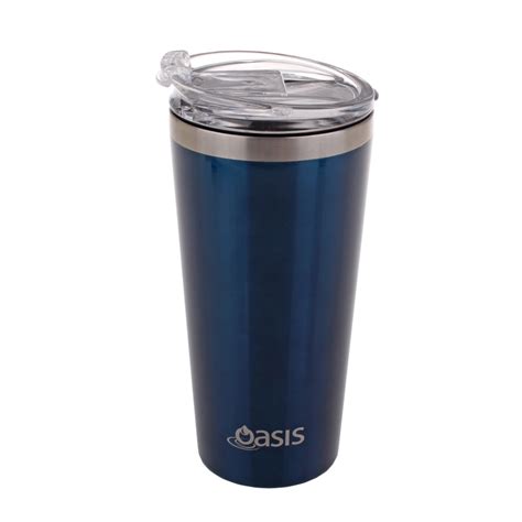 Oasis Stainless Steel Insulated Travel Cup With Lid Navy 480Ml