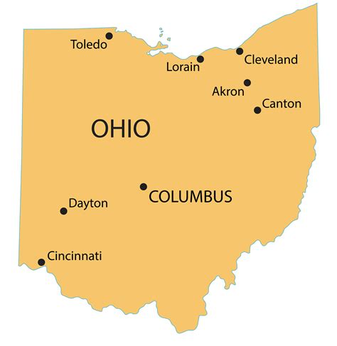 Ohio And Largest Cities Columbus Cincinnati Cleveland