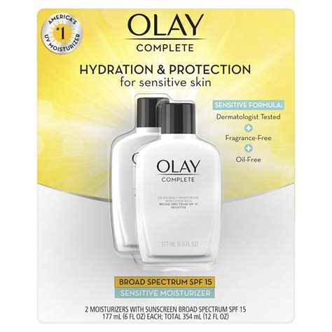 Olay Complete Lotion Moisturizer With Spf 15 Sensitive 6 0 Oz Pack Of 2 Walmart Com