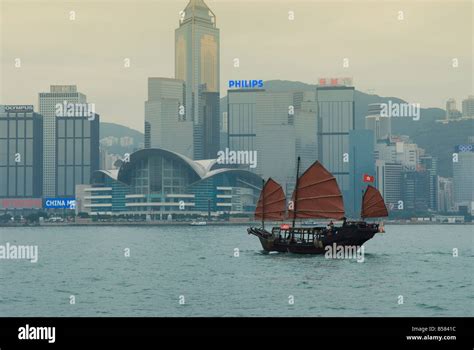 One Of The Last Remaining Chinese Sailing Junks On Victoria Harbour