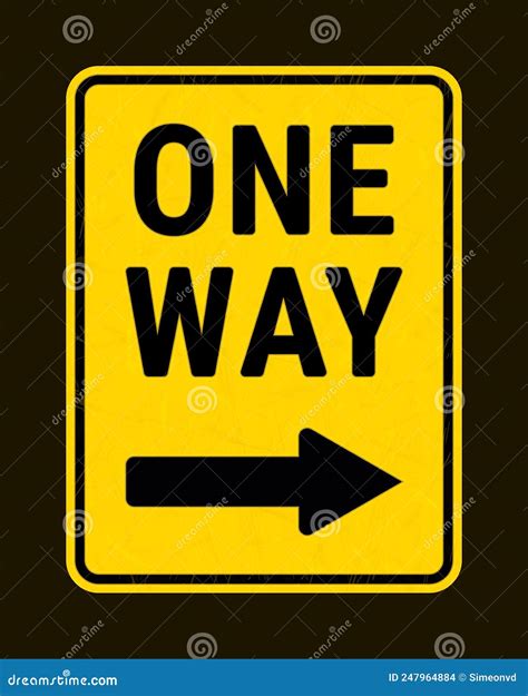 One Way Yellow Sign Grunge Direction Road Pointer Vector Illustration