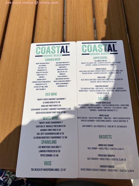 Online Menu Of Coastal Orange Beach Restaurant Orange Beach Alabama 36561 Zmenu