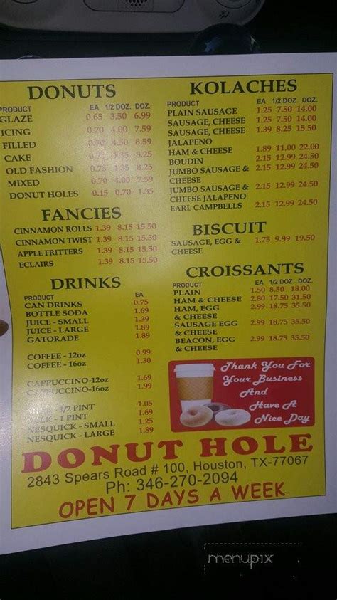 Online Menu Of Donut Hole Houston Tx