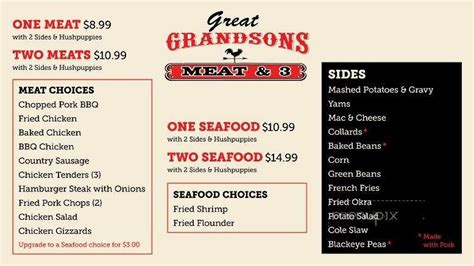 Online Menu Of Great Grandson Amp 39 S Meat Amp 3 Clinton Nc