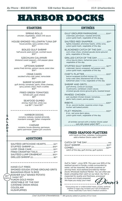 Online Menu Of Harbor Docks Restaurant Destin Florida 32541 Zmenu