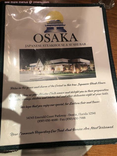 Online Menu Of Osaka Japanese Hibachi Steakhouse Amp Sushi Bar Restaurant Destin Florida 32541