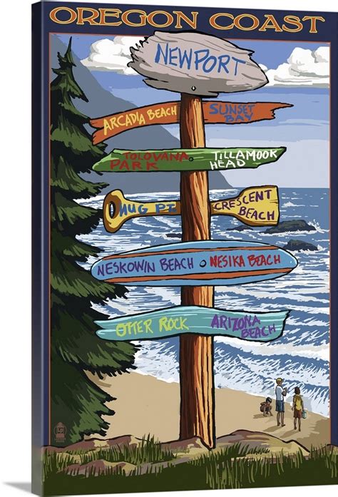 Oregon Coast Destinations Retro Travel Poster Wall Art Canvas Prints Framed Prints Wall