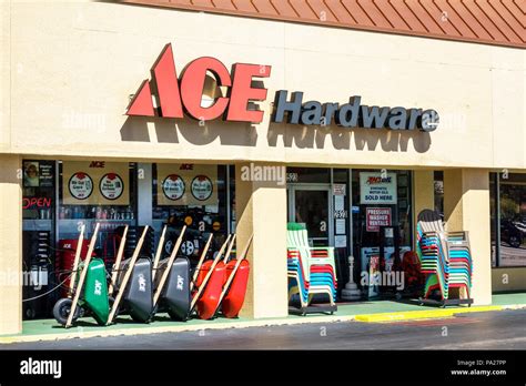 Orlando Florida Ace Hardware Store Exterior Front Entrance Signage Wheelbarrows Outdoor Chairs