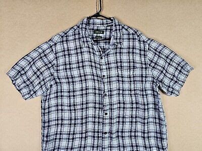 Orvis Shirt Mens Xl White Blue Check Plaid Active Fit Linen Tencel Short Sleeve Ebay